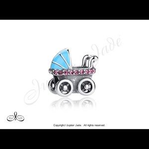 FREE S/H 925 Silver Baby Stroller charm - Fits Pandora
